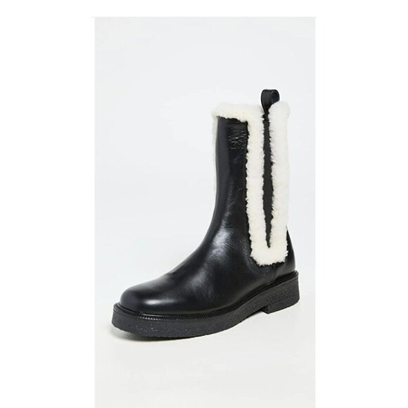 STAUD Shoes - STAUD Women's Palamino Shearling Trim Black Cream Boots Sz 37